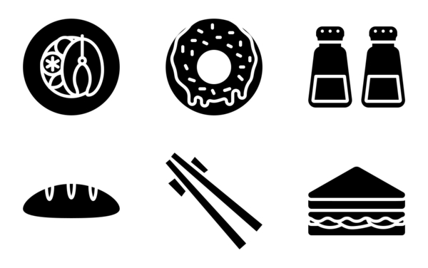 foods and drinks glyph set foods and drinks glyph set