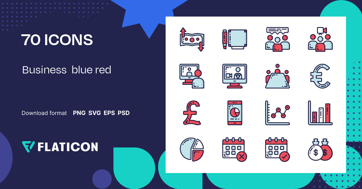Business blue red Icon Pack | Color lineal-color | 70 .SVG Icons
