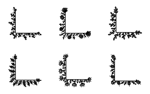 hand drawn floral and leaf corners v2