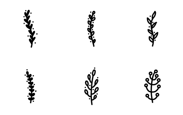 Hand drawn leaf ornaments