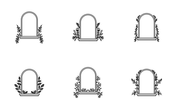 Hand drawn floral windows