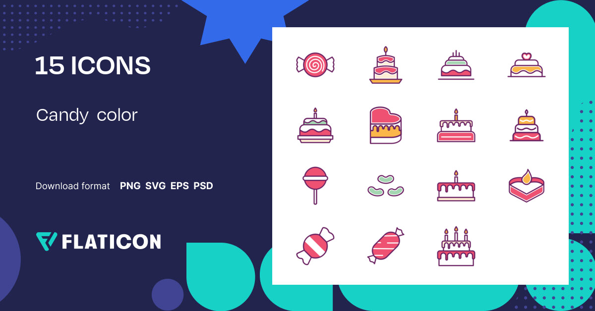 Candy color Icon Pack | Color lineal-color | 15 .SVG Icons