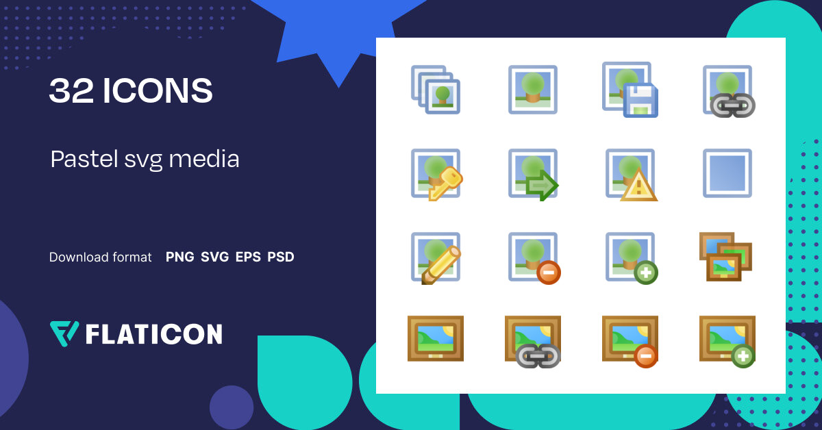 Pastel svg media Icon Pack | 32 .SVG Icons