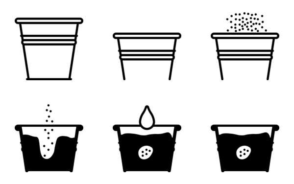Seeding to tin flower pot glyph