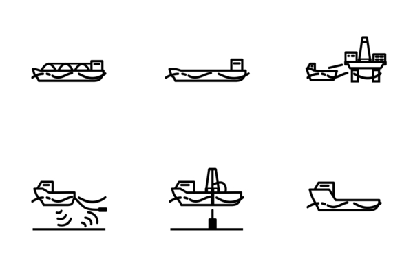 offshore oil and gas activities as line drawings