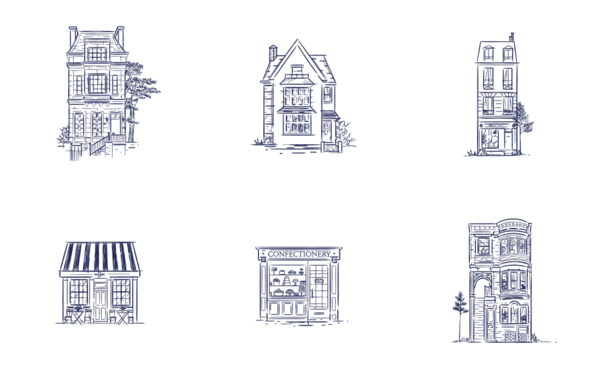 vintage houses and stores