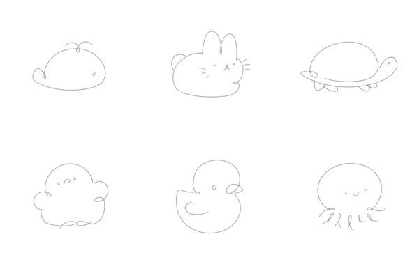 cute animal line art style