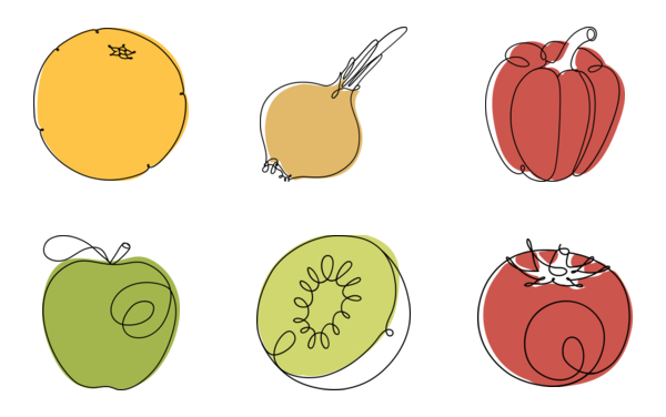 fruits and vegetables in linear style fruits and vegetables in linear style