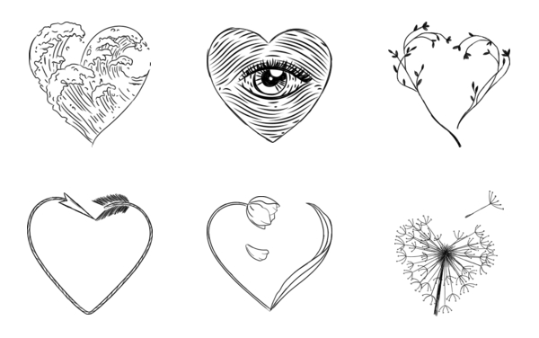 heart graphics set