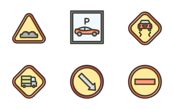road signs thick line filled colors road signs thick line filled colors