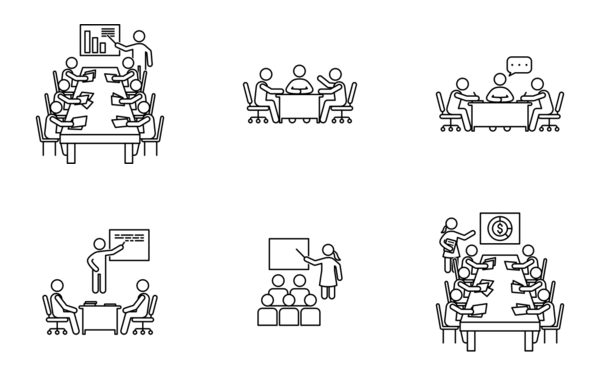 Stick figure meeting