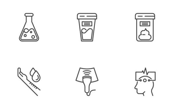 medical analyzes thin line  blood test urine test stool ecg mammography