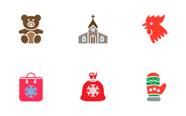 christmas and happy new year icon set