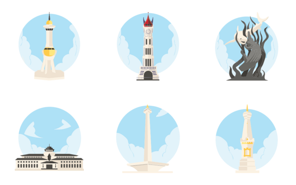 landmark indonesia illustrations