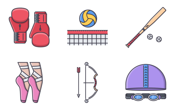 sport equipment filled outline sport equipment filled outline