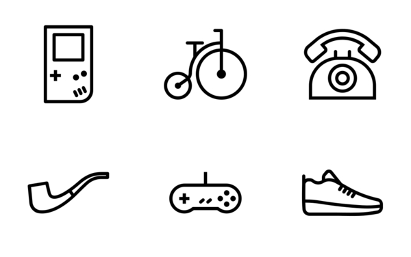 retro objects  outline