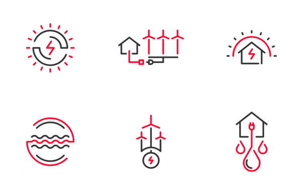 renewable energies  colored outline