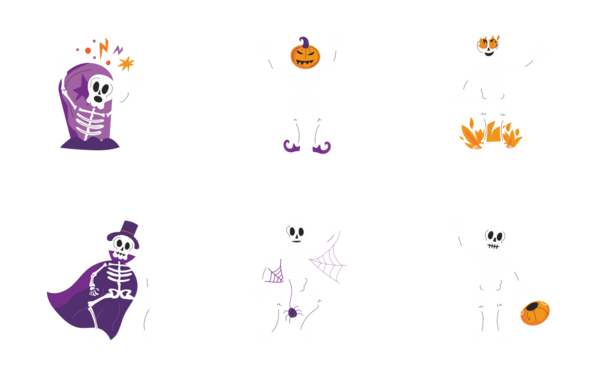 hand drawn flat halloween skeletons hand drawn flat halloween skeletons