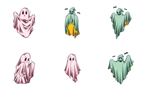 hand drawn halloween ghosts