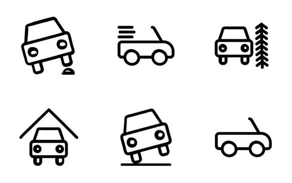 cars in doodle hand drawing line pack