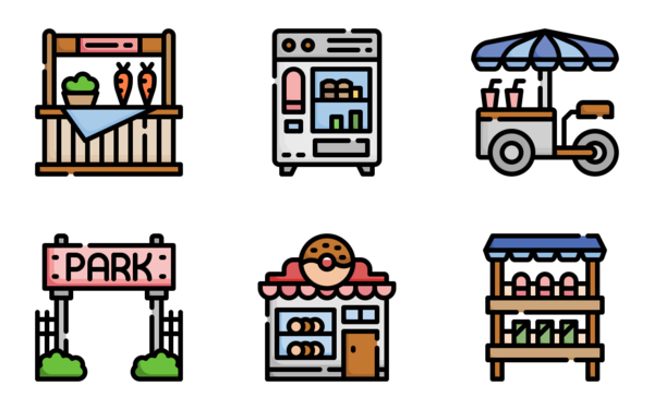street market filled outline street market filled outline