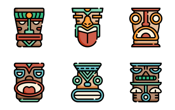 tiki heads filled outline