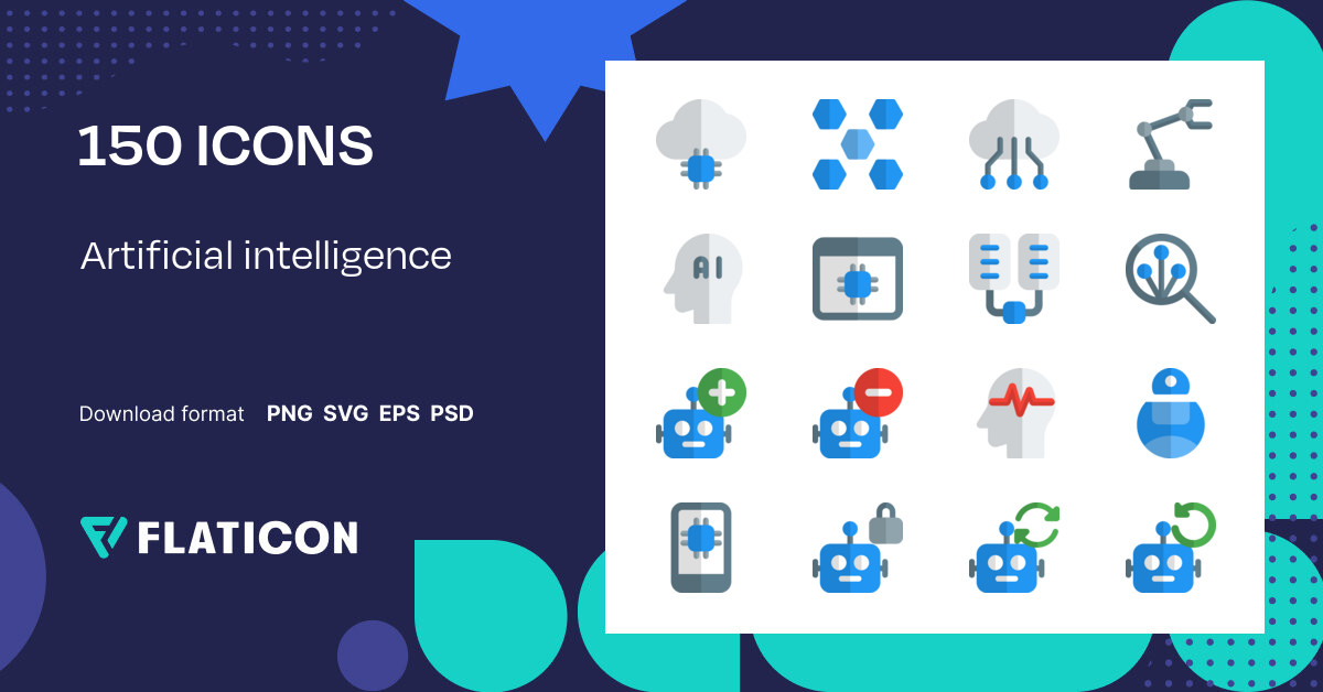 Artificial intelligence Icon Pack | 150 .SVG Icons