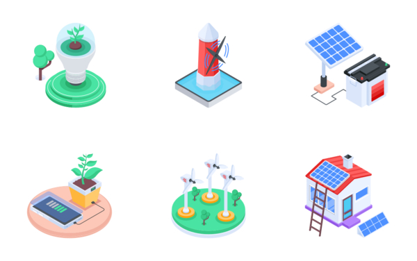 isometric ecosystem icons