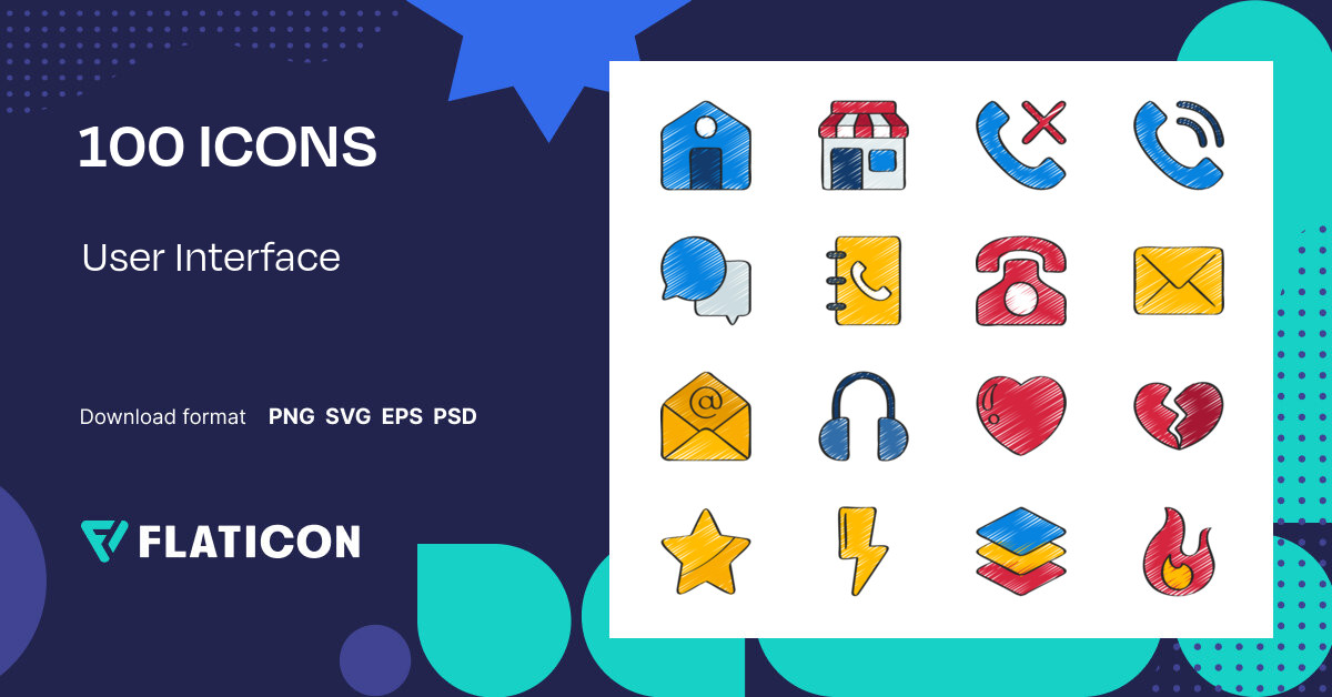 User Interface Icon Pack | Sketchy | 100 .SVG Icons