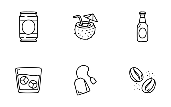 set of icons simple beverage