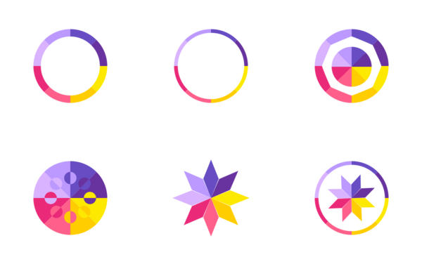 color wheels shaped color circles