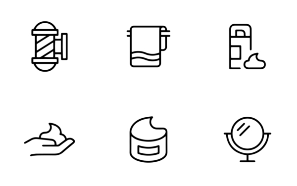 barber shop icon set