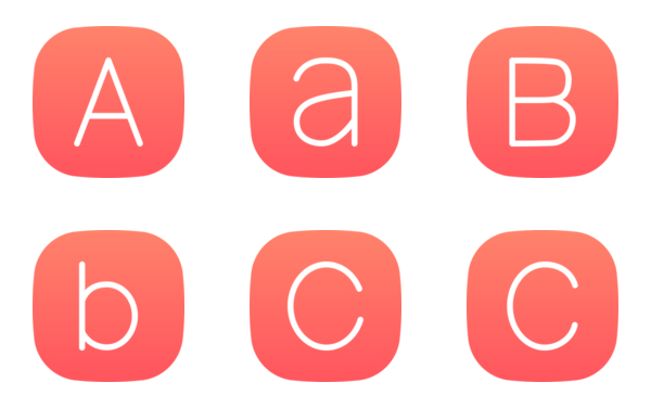 english alphabet abc gradient fill thin