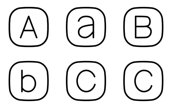 english alphabet abc black outline thin