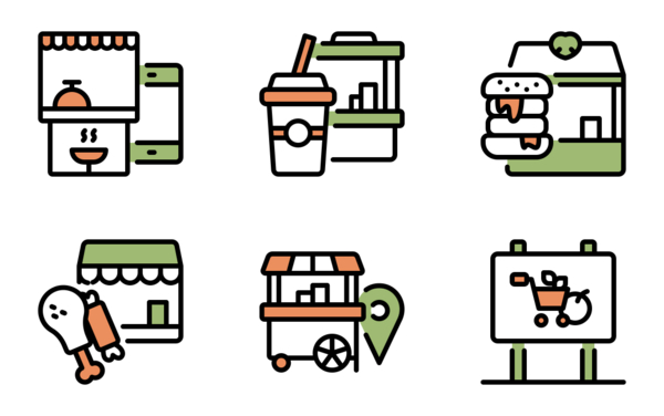 food court flat icons