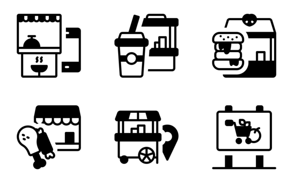 food court solid icons