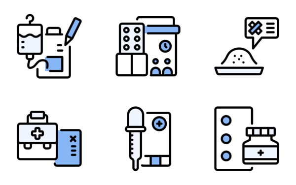 medical and drug flat icons