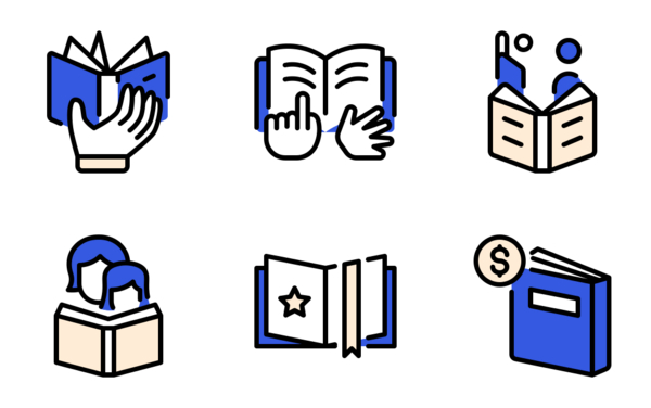 reading flat icons