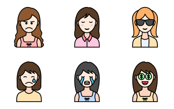 avatar girl emotion color linealcolor