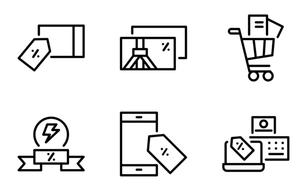 sale and shopping line icons