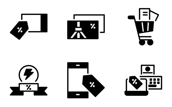 sale and shopping solid icons