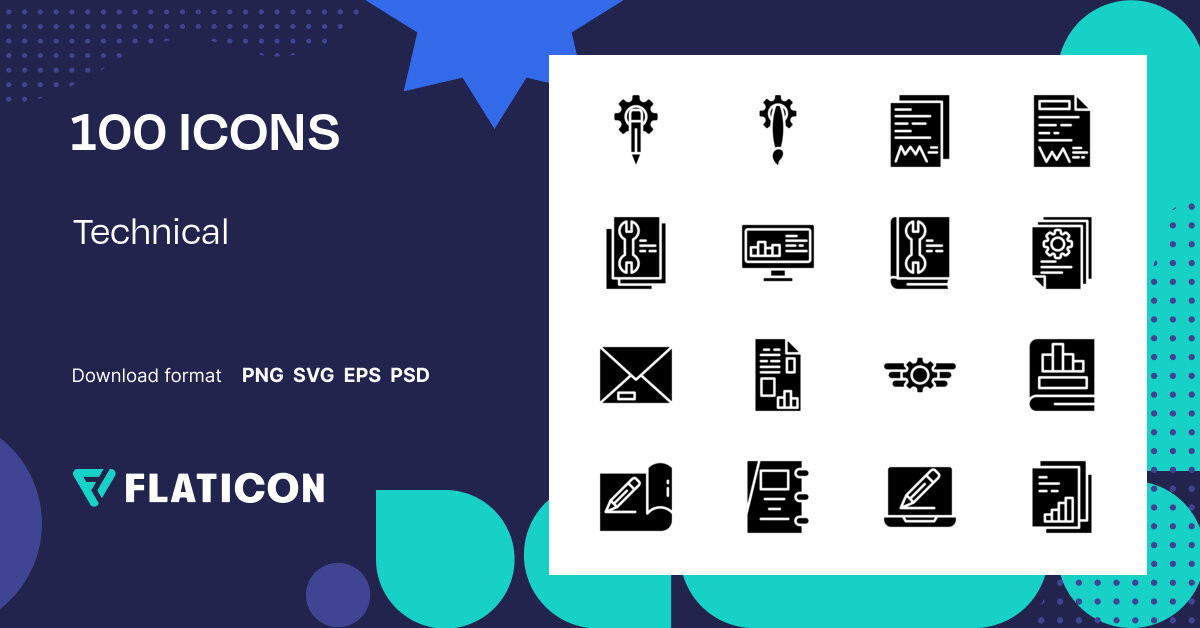 Technical Icon Pack | Black fill | 100 .SVG Icons
