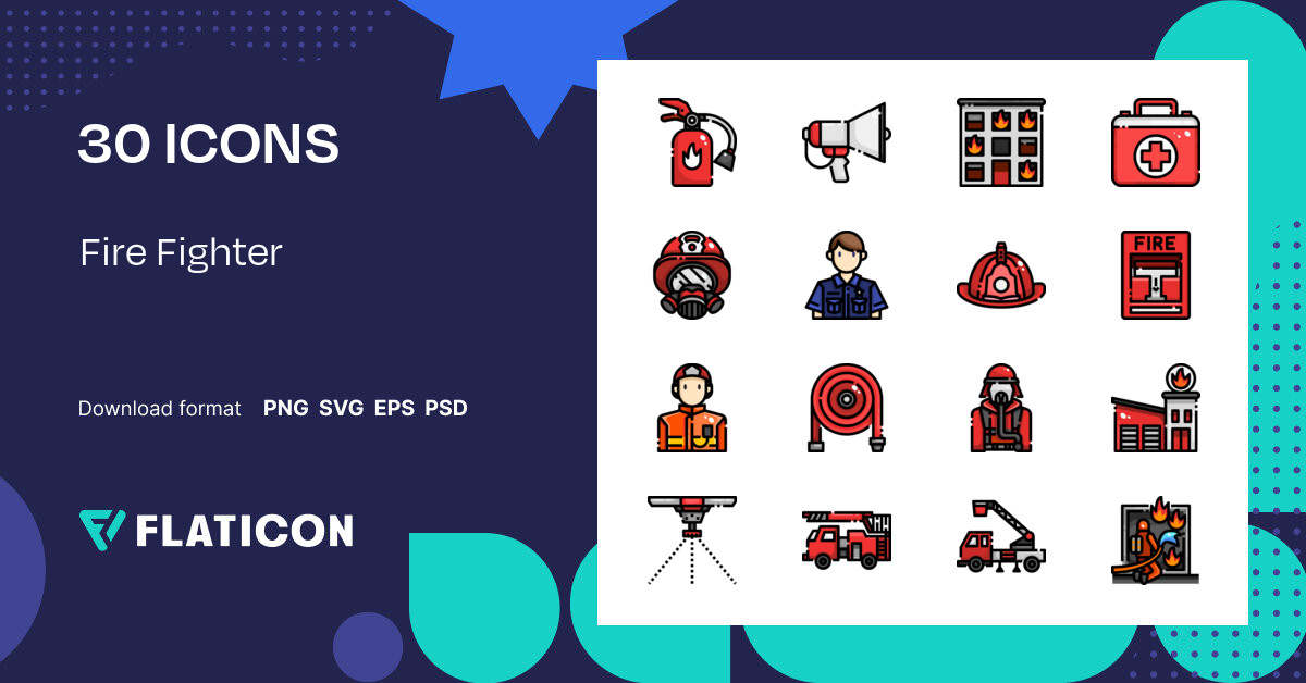 Pack de iconos Fire Fighter | Lineal Color | 30 Iconos .SVG