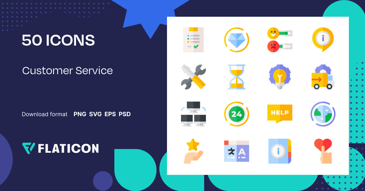 Customer Service Icon Pack | Flat | 50 .SVG Icons