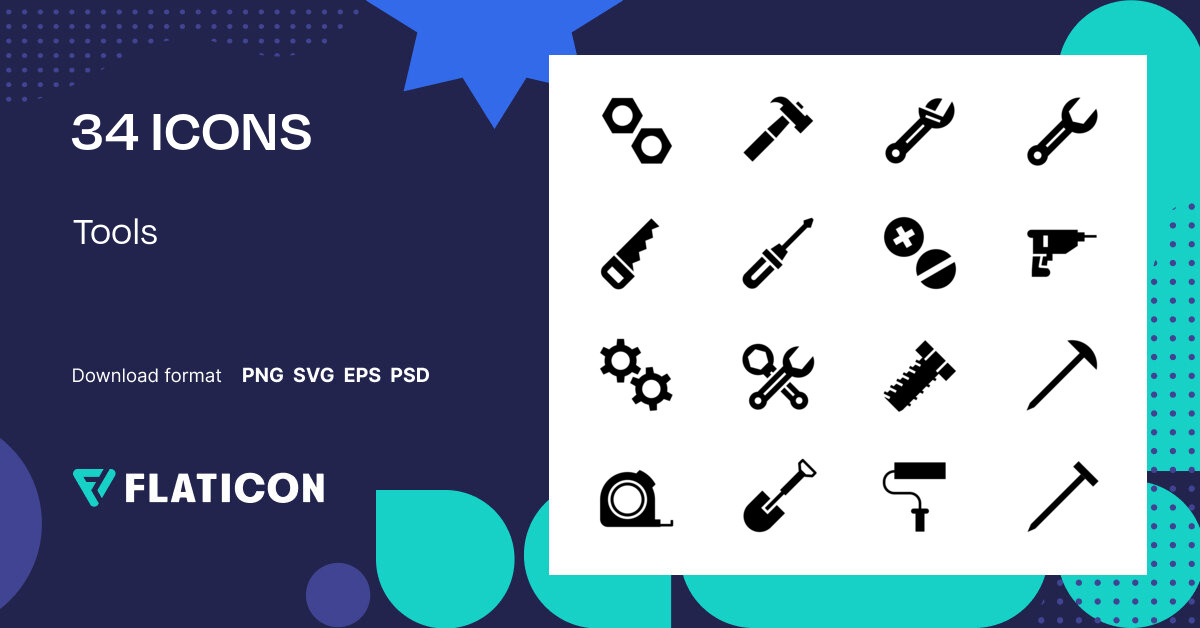 Tools Icon Pack | Solid | 34 .SVG Icons