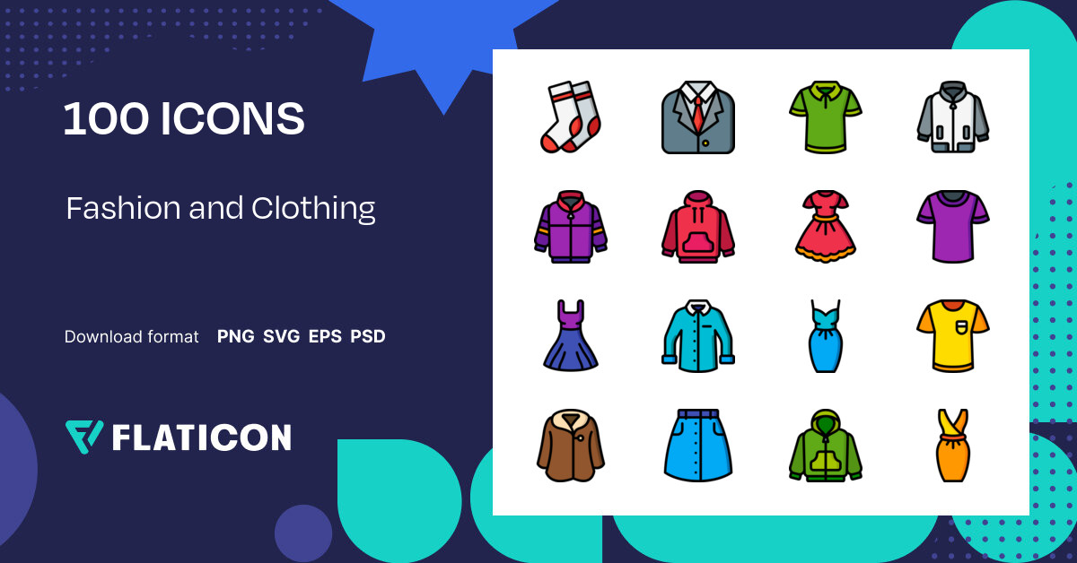 Fashion and Clothing Icon Pack | Lineal Color | 100 .SVG Icons