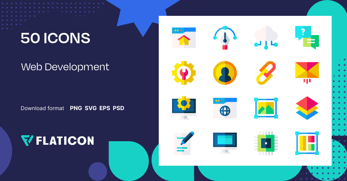 Web Development Icon Pack | Flat | 50 .SVG Icons