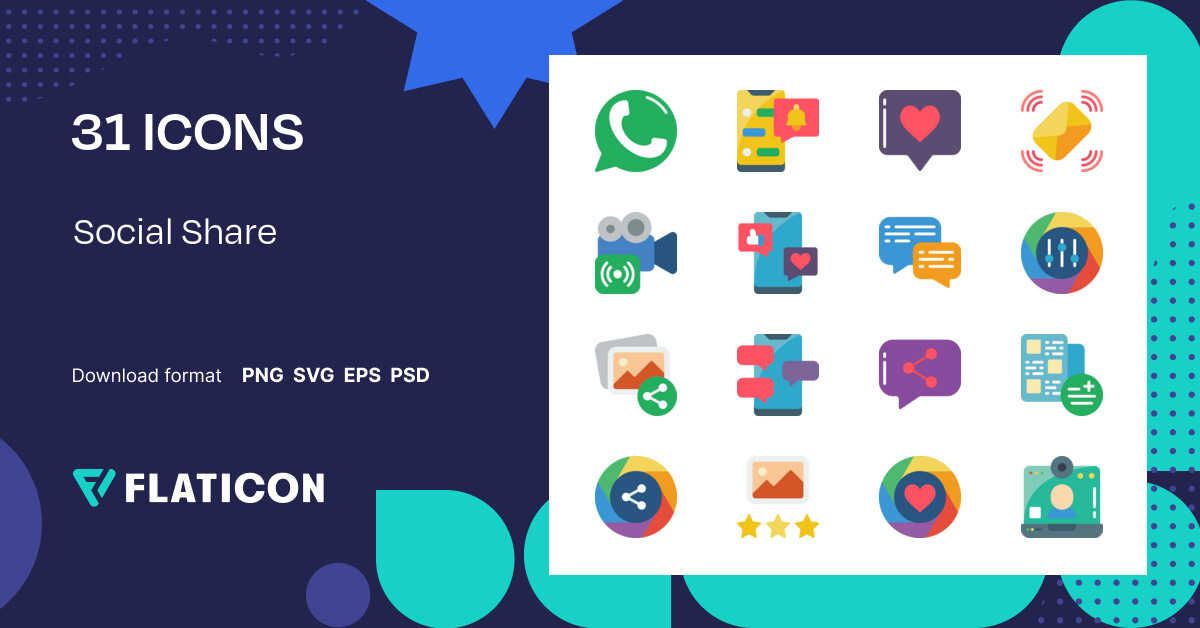 Social Share Icon Pack | Flat | 31 .SVG Icons