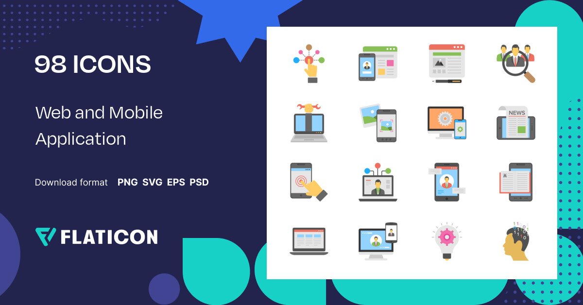 Web and Mobile Application Icon Pack | Flat | 98 .SVG Icons