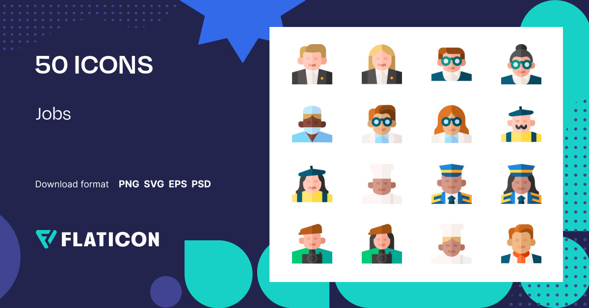 Jobs Icon Pack | Flat | 50 .SVG Icons